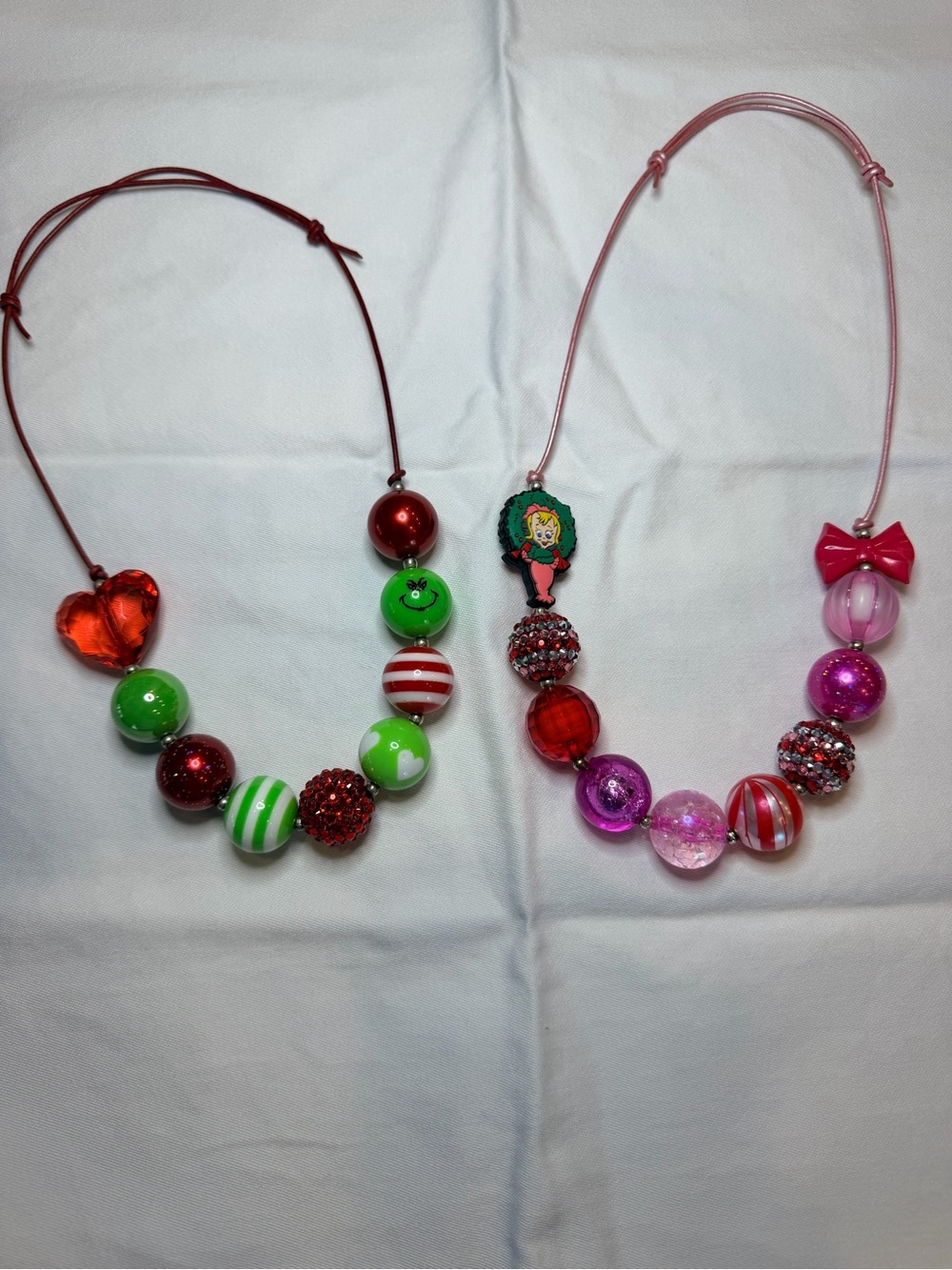 GRINCH & CINDY LOU- Kids Beaded Necklace Set of 2